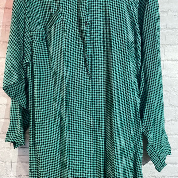 VINTAGE Dress MODA INTL Green Black Checkered Plaid Pencil Bottom Roomy Top 8 - Picture 4 of 16
